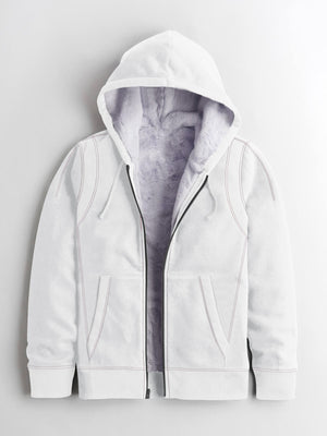 Next Faux Fur Zipper Hoodie For Men-White-SP81