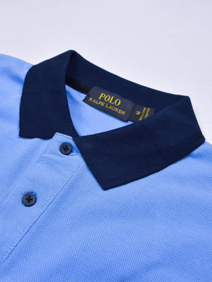 Summer Polo Shirt For Men-Light Blue & Navy-RT780
