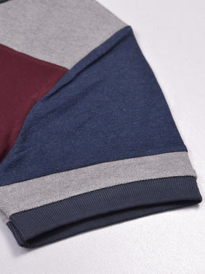Summer Polo Shirt For Men-Navy Melange with Maroon & Grey-RT775