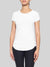 Viscose Crew Neck Ruched Side Tee Shirt For Women-White-RZ09