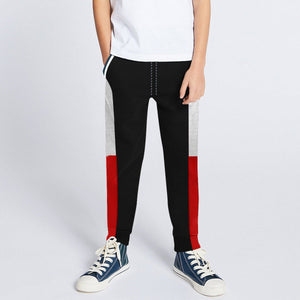 Next Slim Fit Jogger Trouser For Kids-Black with Grey & Red Panels-SP2630