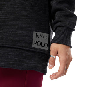NYC Polo Training Essential Marble Oversize Crew Sweat For Ladies-Black Melange-BR89