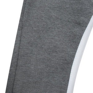 Red Pearl Fleece Slim Fit Jogger Trouser For Kids-Charcoal Melange with White Stripe-BE13482