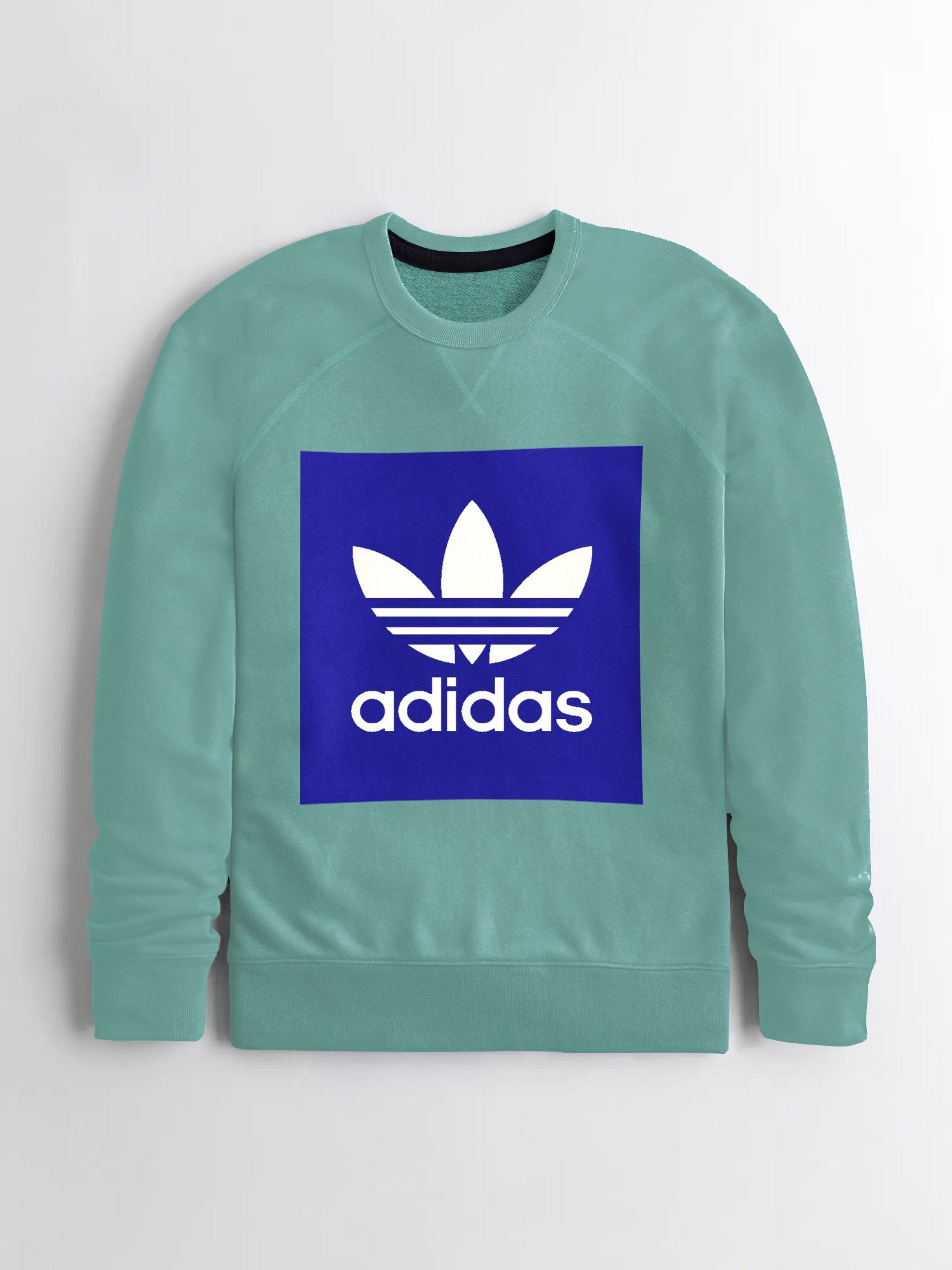 Adidas Crew Neck Terry Fleece Sweatshirt For Men-Cyan Green & Blue-RT925