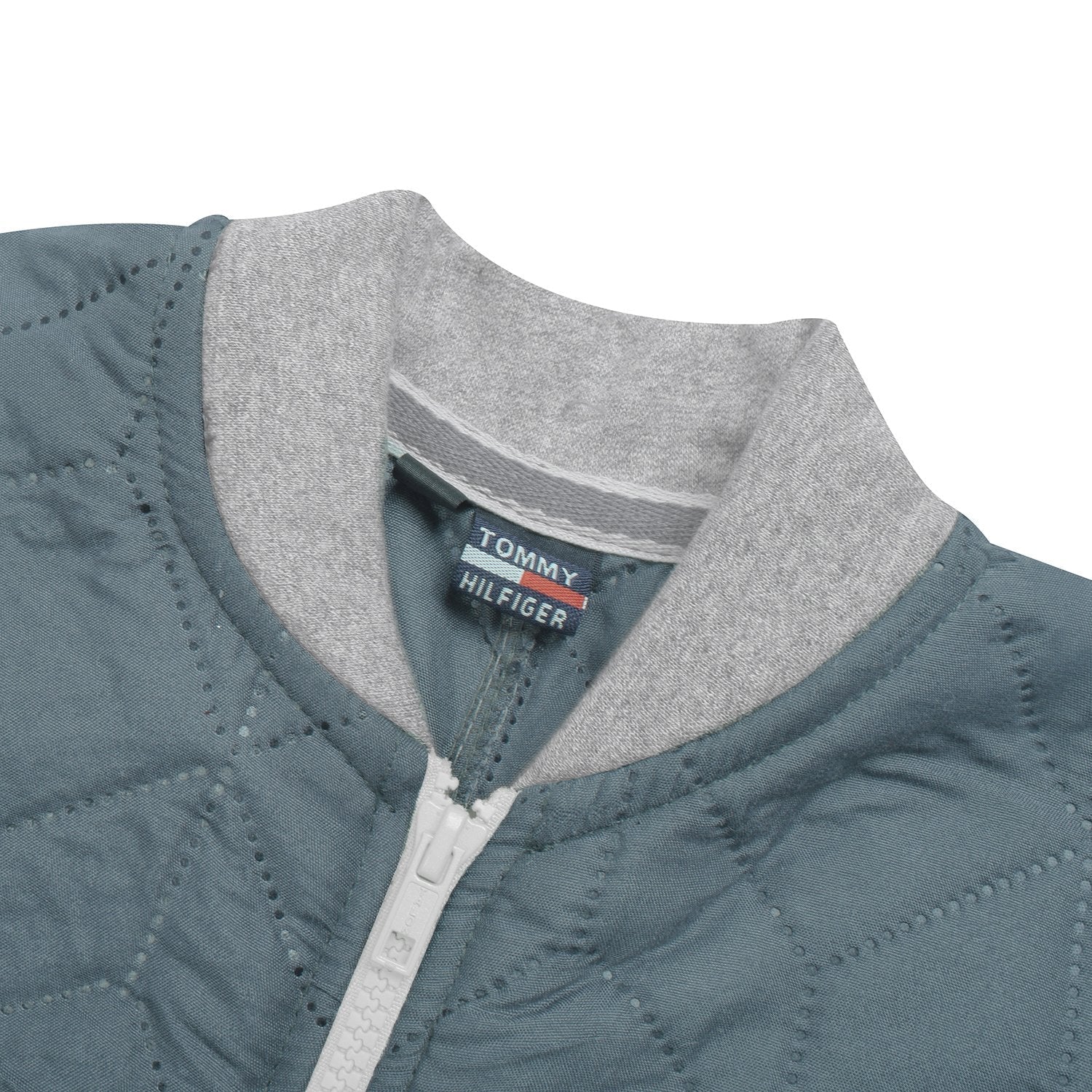 TH Quilted Zipper Baseball Jacket For Kids-Dark Slate Grey with Grey Melange-BE13217