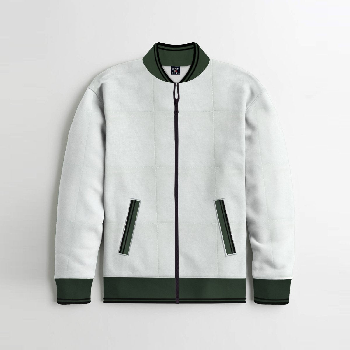 Quilted Zipper Baseball Jacket For Kids-Ice Mint-UE028
