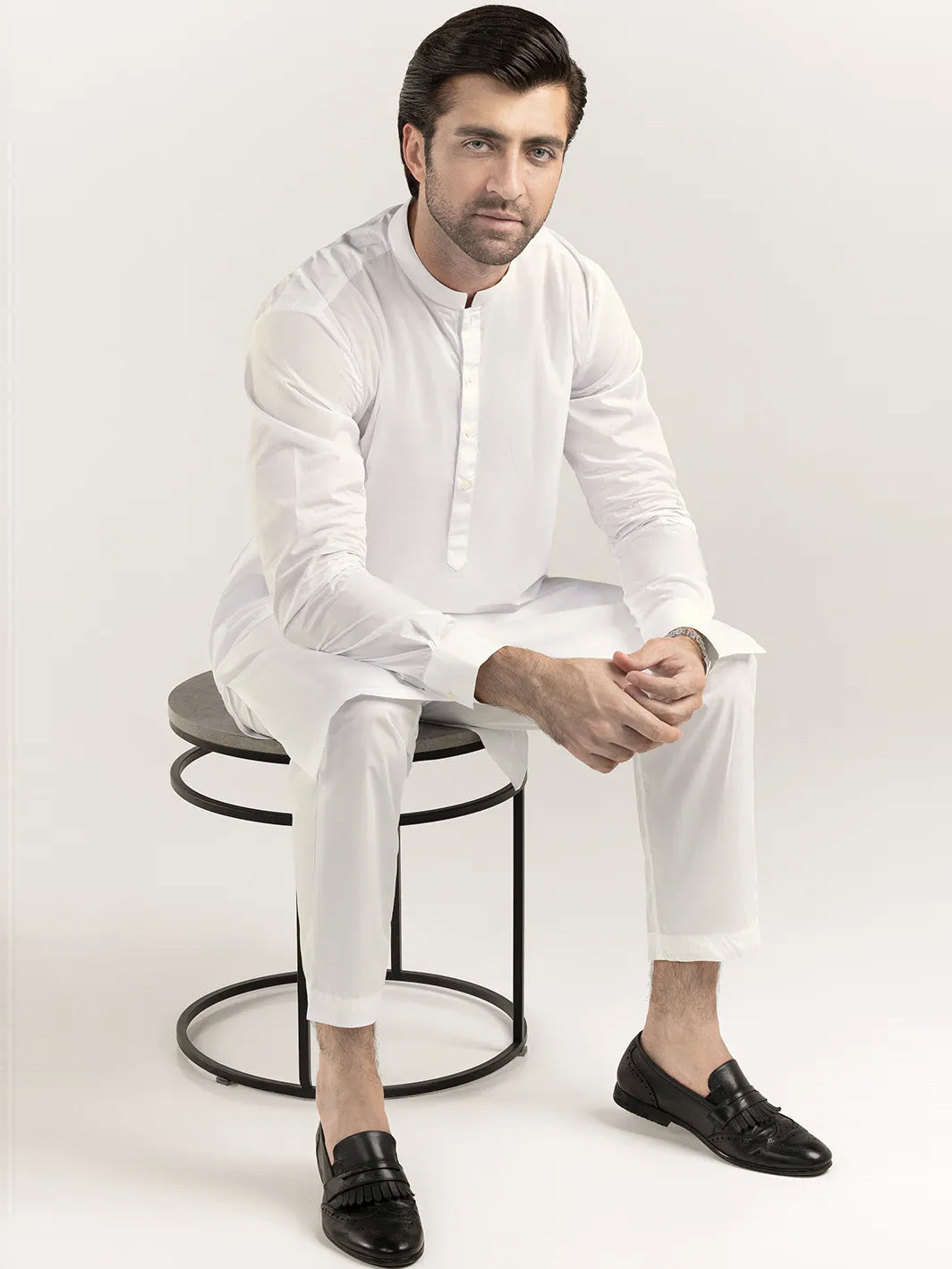 Unstitched China Soft Paper Cotton Suit For Men-Off White-SP1783