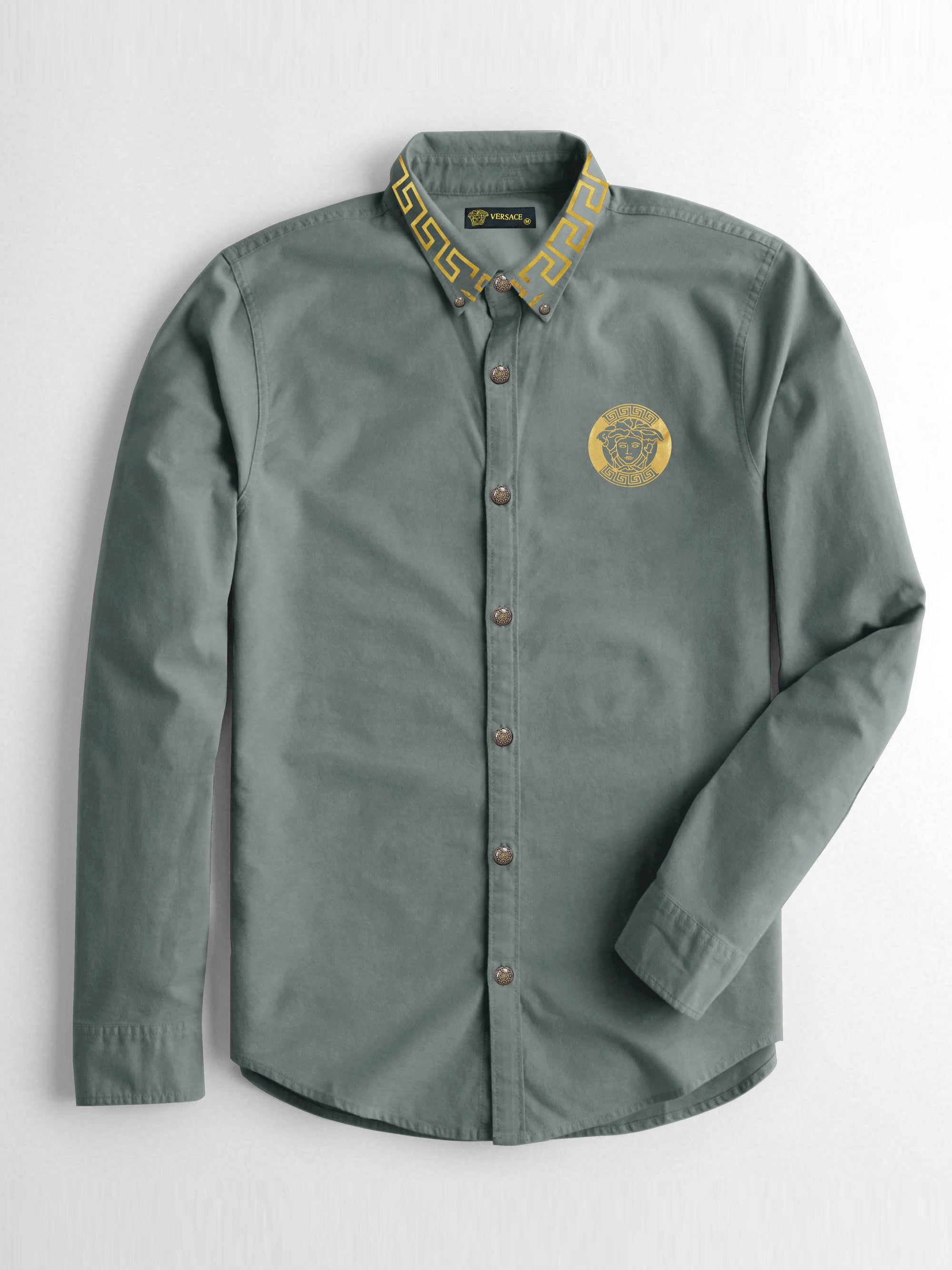 Versace Premium Slim Fit Casual Shirt For Men-Slate Green-AN4096