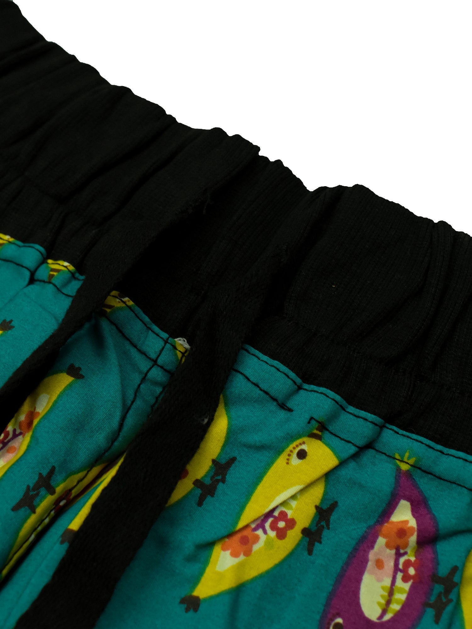Next Cotton Stylish Capri For Ladies-Dark Sea Green Allover Print with Black Stripe-BR160