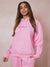 Boohoo Fleece Pullover Hoodie For Ladies-Light Pink-BR109